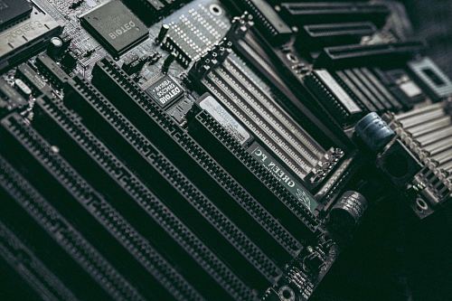 black and gray computer motherboard